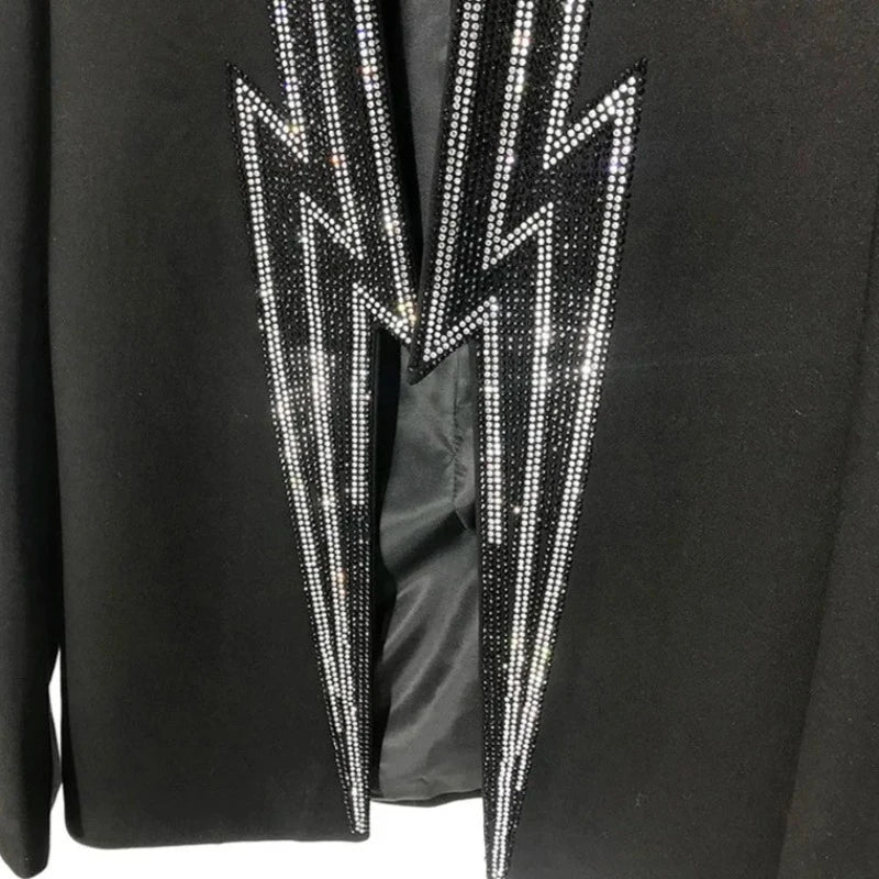 Herren Blazer Jacke mit Strass und Reißverschluss