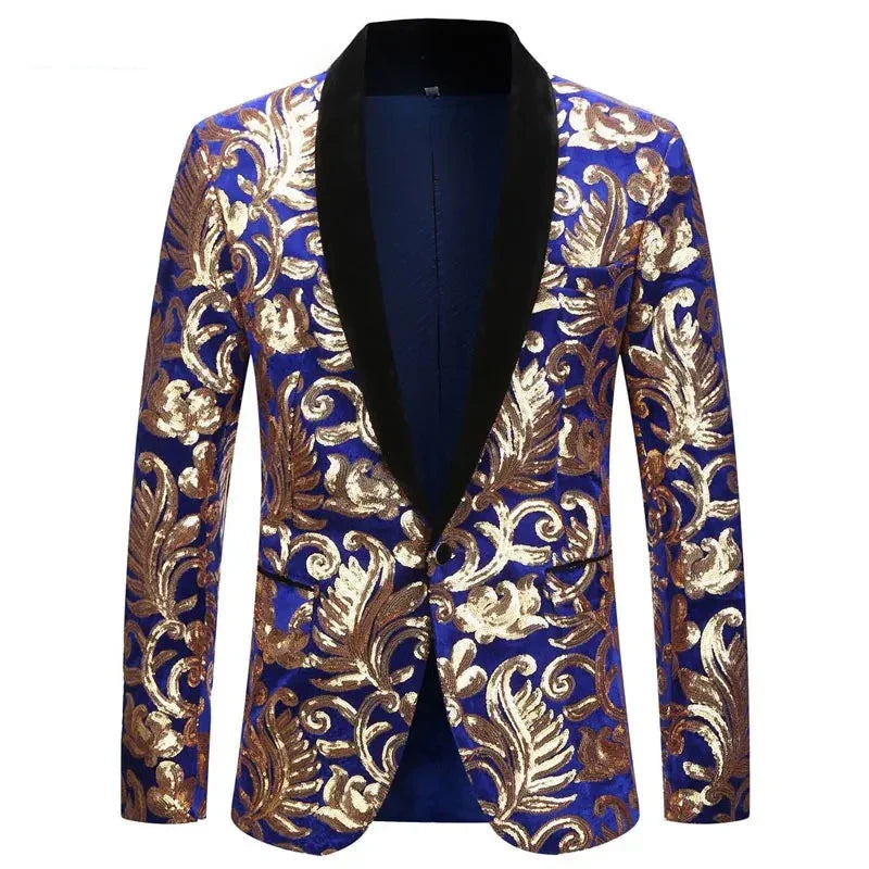 Herren Blazer Jacke Pailletten Samt
