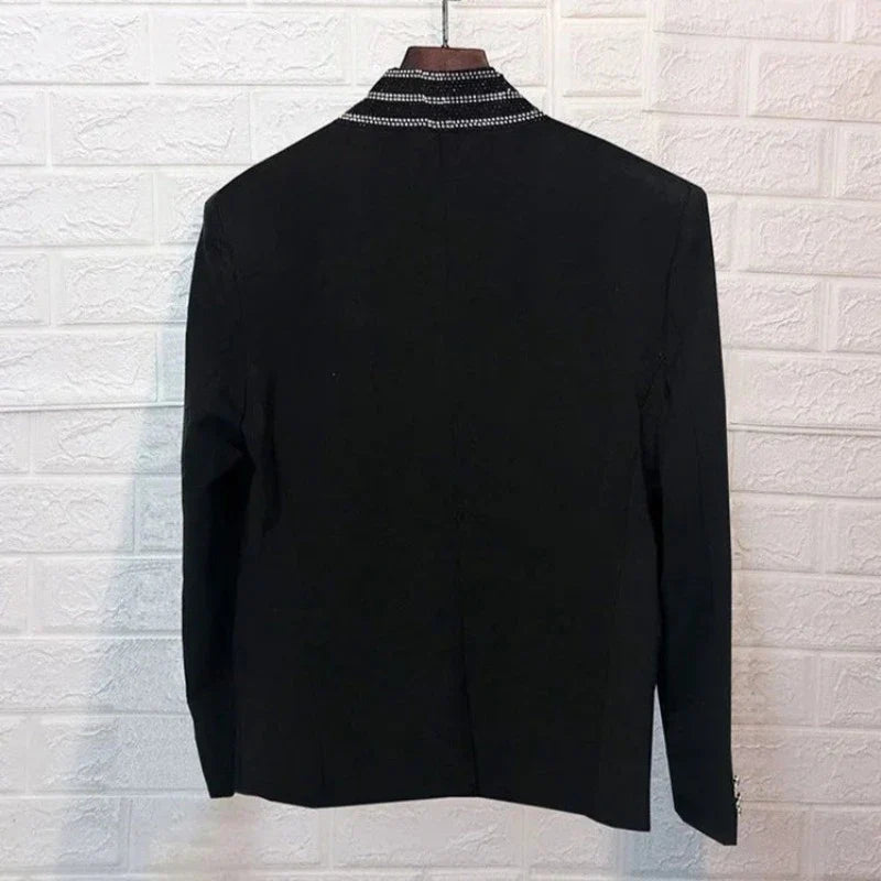 Herren Blazer Jacke mit Strass und Reißverschluss
