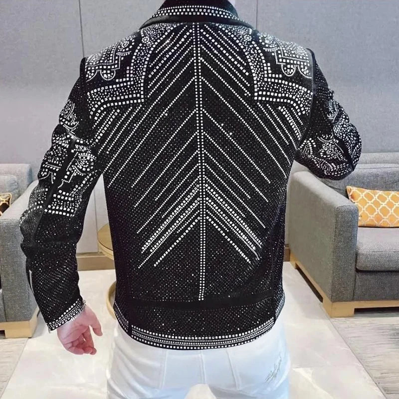 Männer Strass Jacke Motorrad-Design