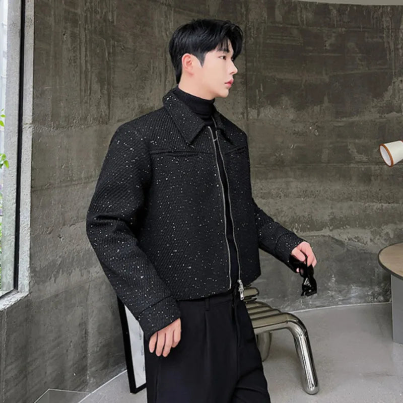 Schwarze Paillettenjacke Herren mit Reißverschluss
