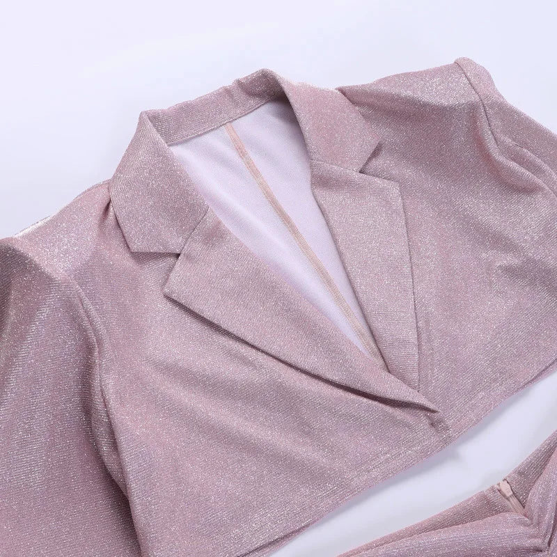 Ensemble Oberteil und Kleid mit Pailletten