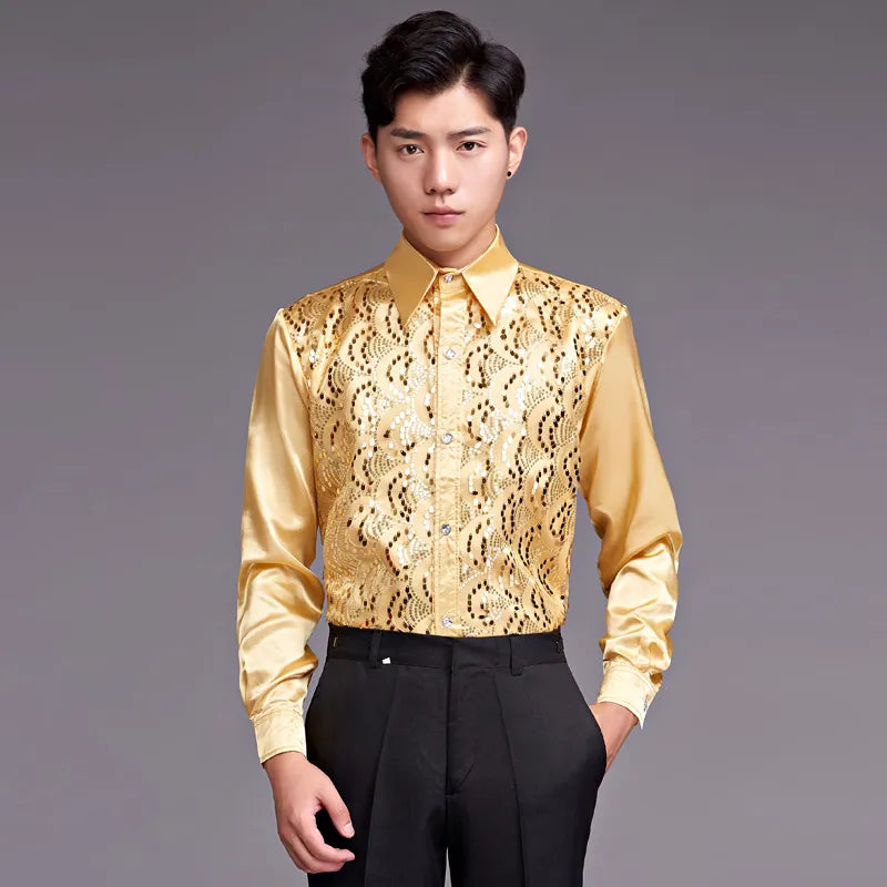 Herren-Paillettenshirt aus Satin