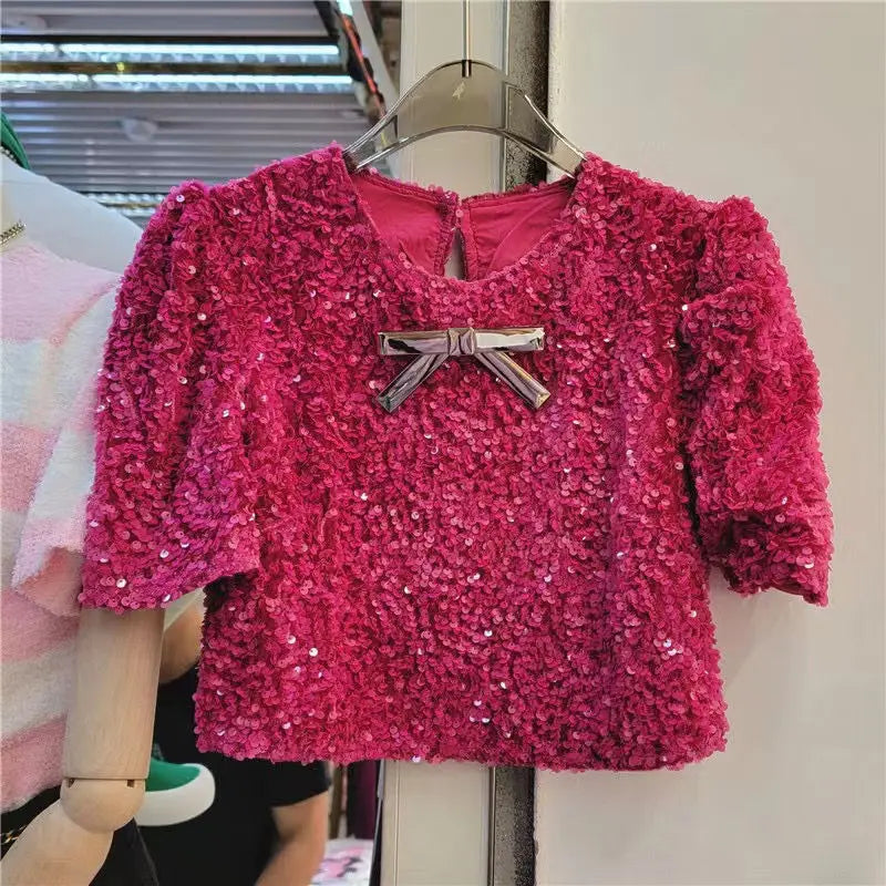 Top Pailletten Schleife für Damen