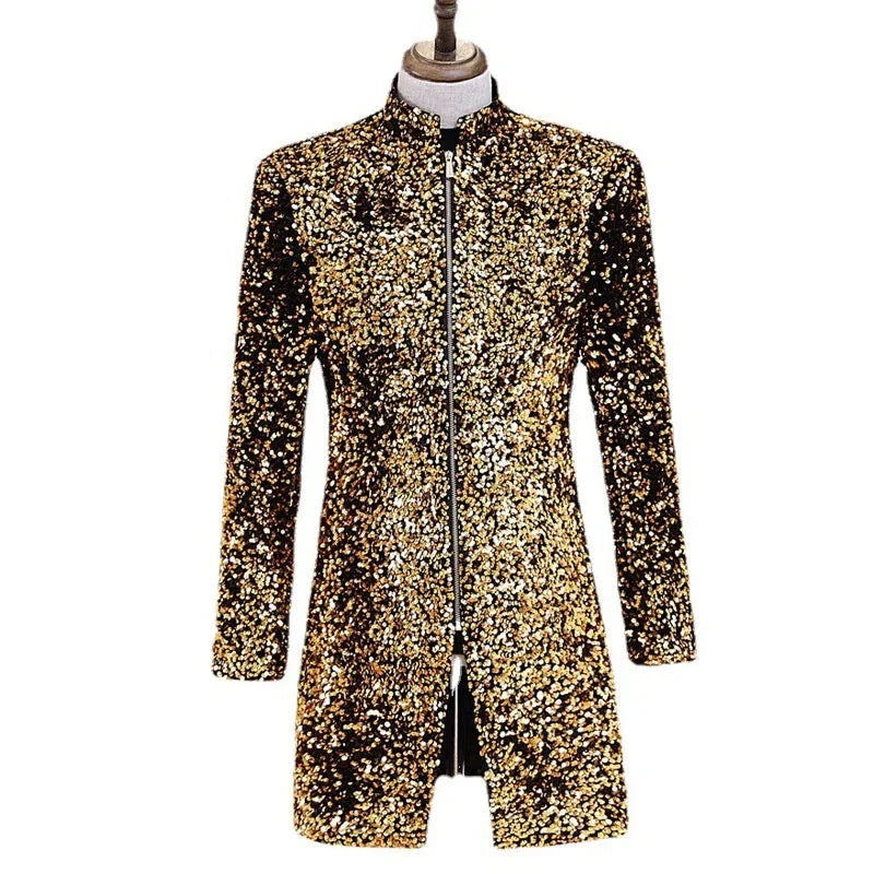 Lange Jacke Pailletten Herren
