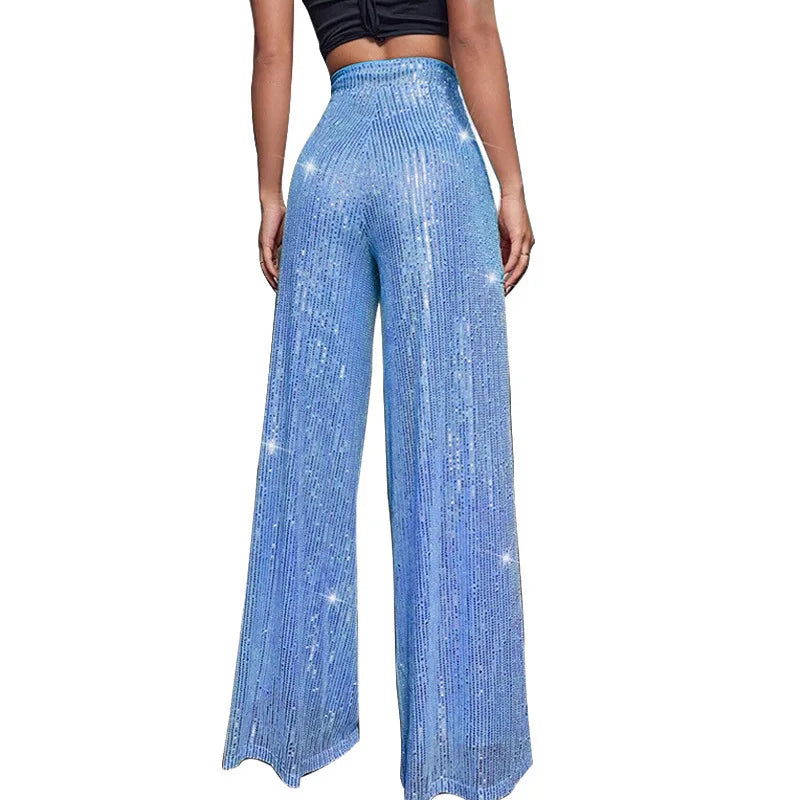 Damen Paillettenhose Weite Schnitt