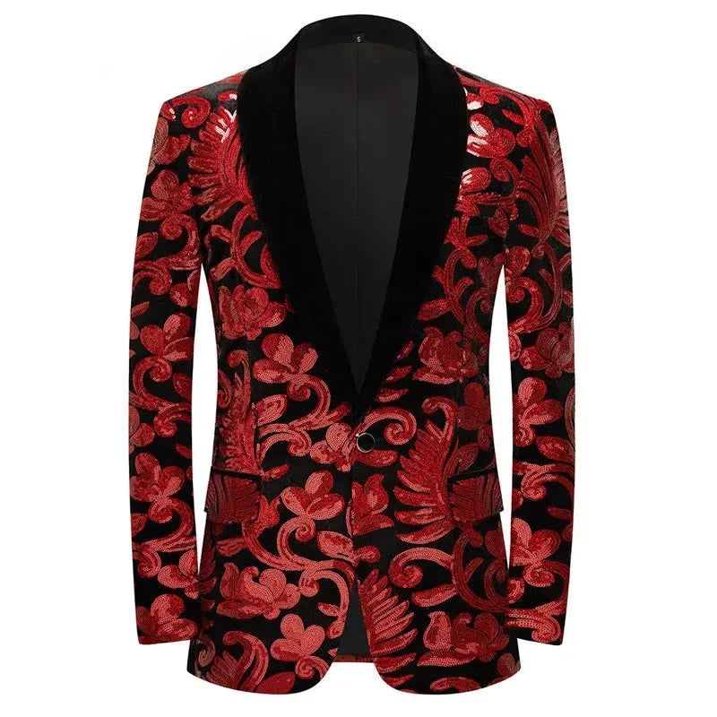 Herren Blazer Jacke Pailletten Samt