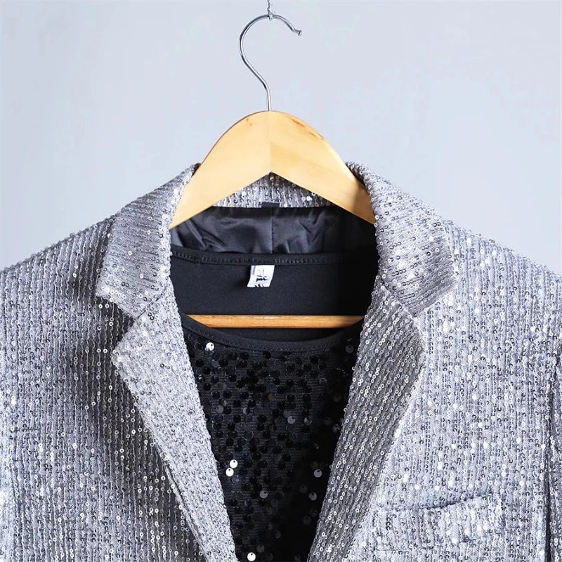 Herren Pailletten-Blazer Jacke