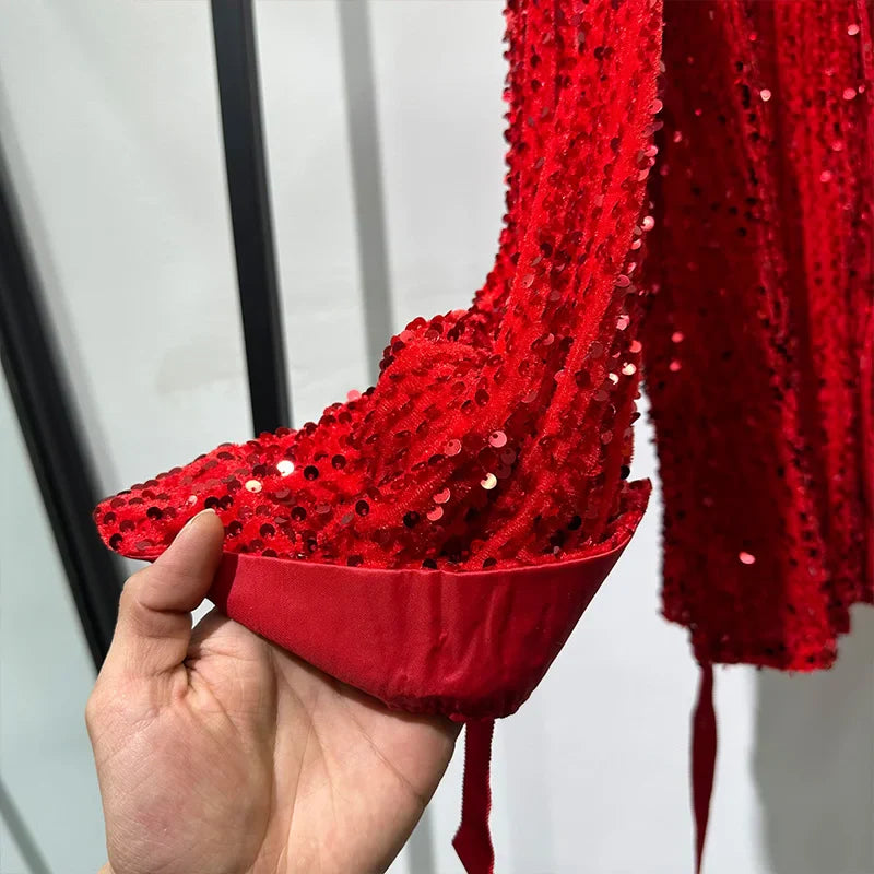 Rote Herren-Paillettenhemd