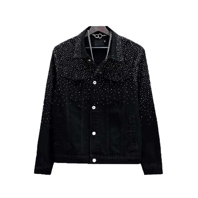 Jeans-Jacke mit Strass für Herren in Schwarz