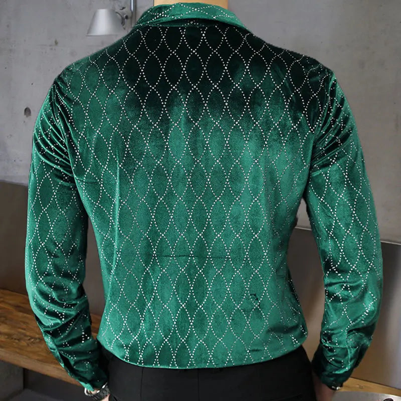 Velours-Paillettent-Shirt für Herren