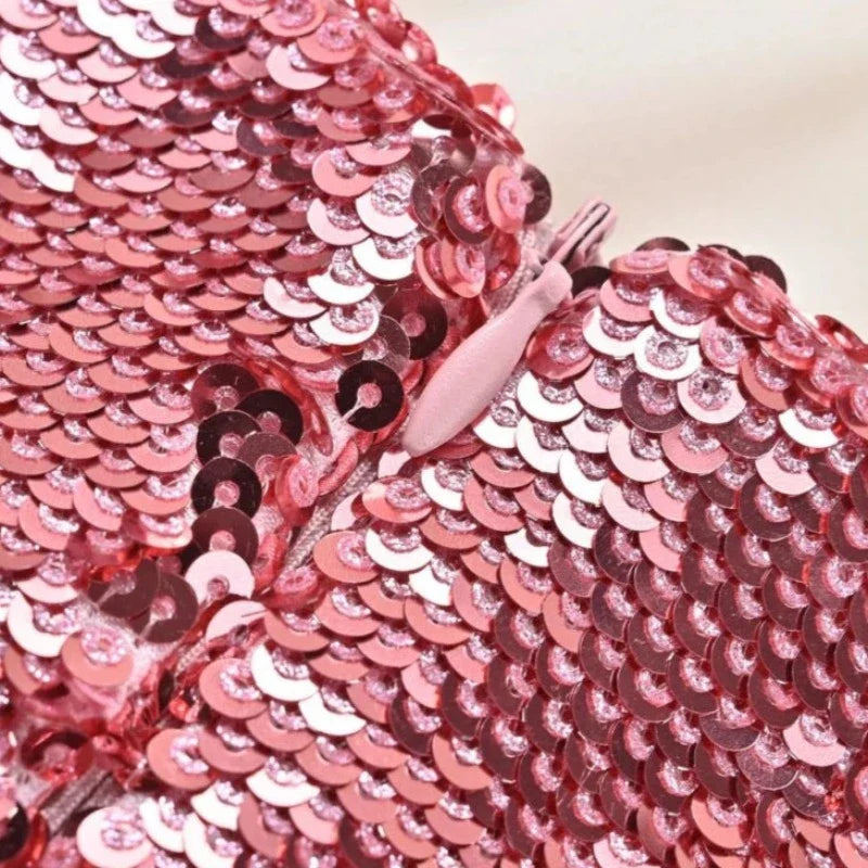 Pailletten-Kleid mit Rosen und Strass