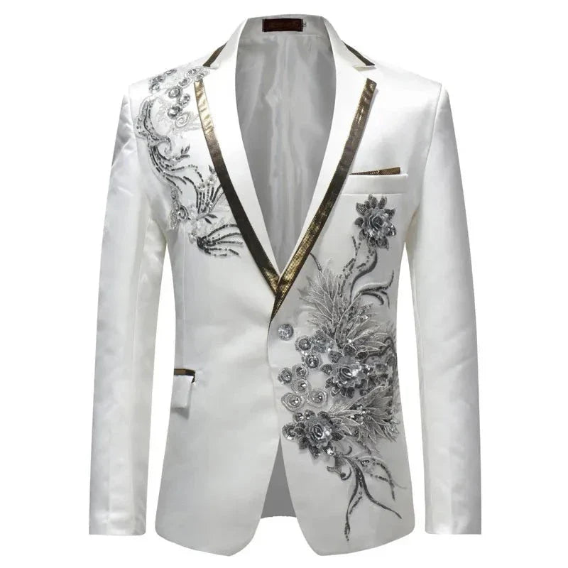 Damenkostümjacke mit Pailletten und Blumen