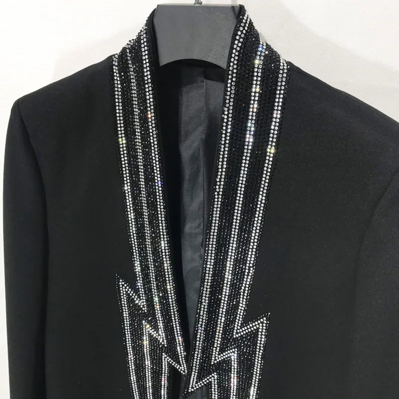 Herren Blazer Jacke mit Strass und Reißverschluss