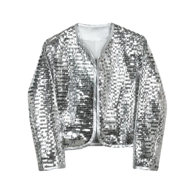Herren Paillettenjacke Silber
