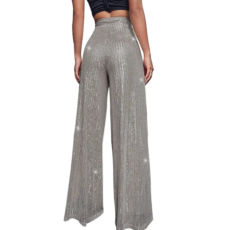 Damen Paillettenhose Weite Schnitt