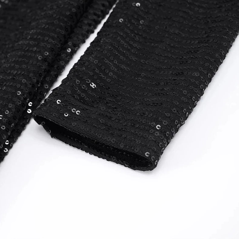 Abendkleid Schwarz Pailletten Rücken Schleife