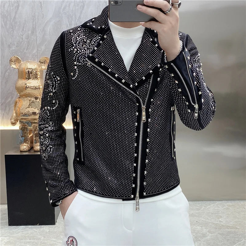Männer Strass Jacke Motorrad-Design