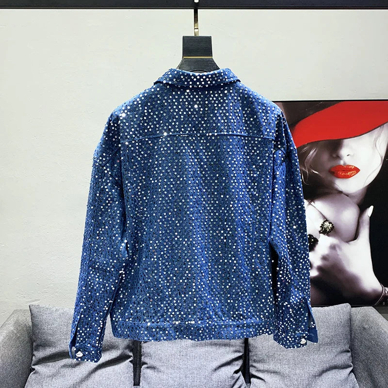 Jeansjacke mit Pailletten für Herren