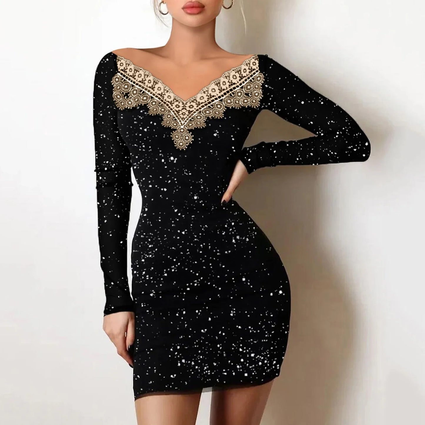 Schwarzes Pailletten-Kleid