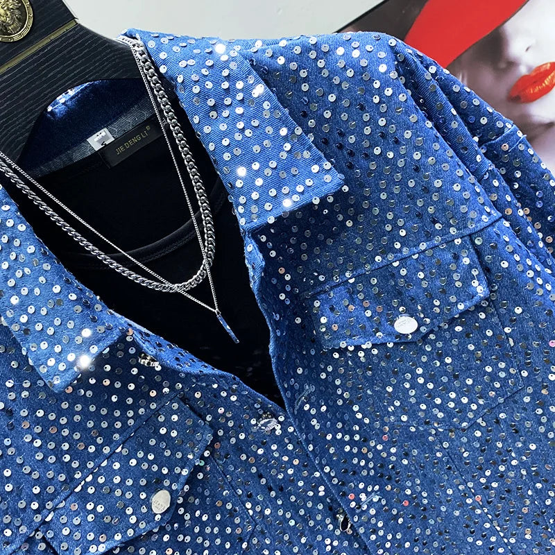 Jeansjacke mit Pailletten für Herren