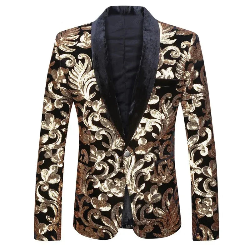 Herren Blazer Jacke Pailletten Samt