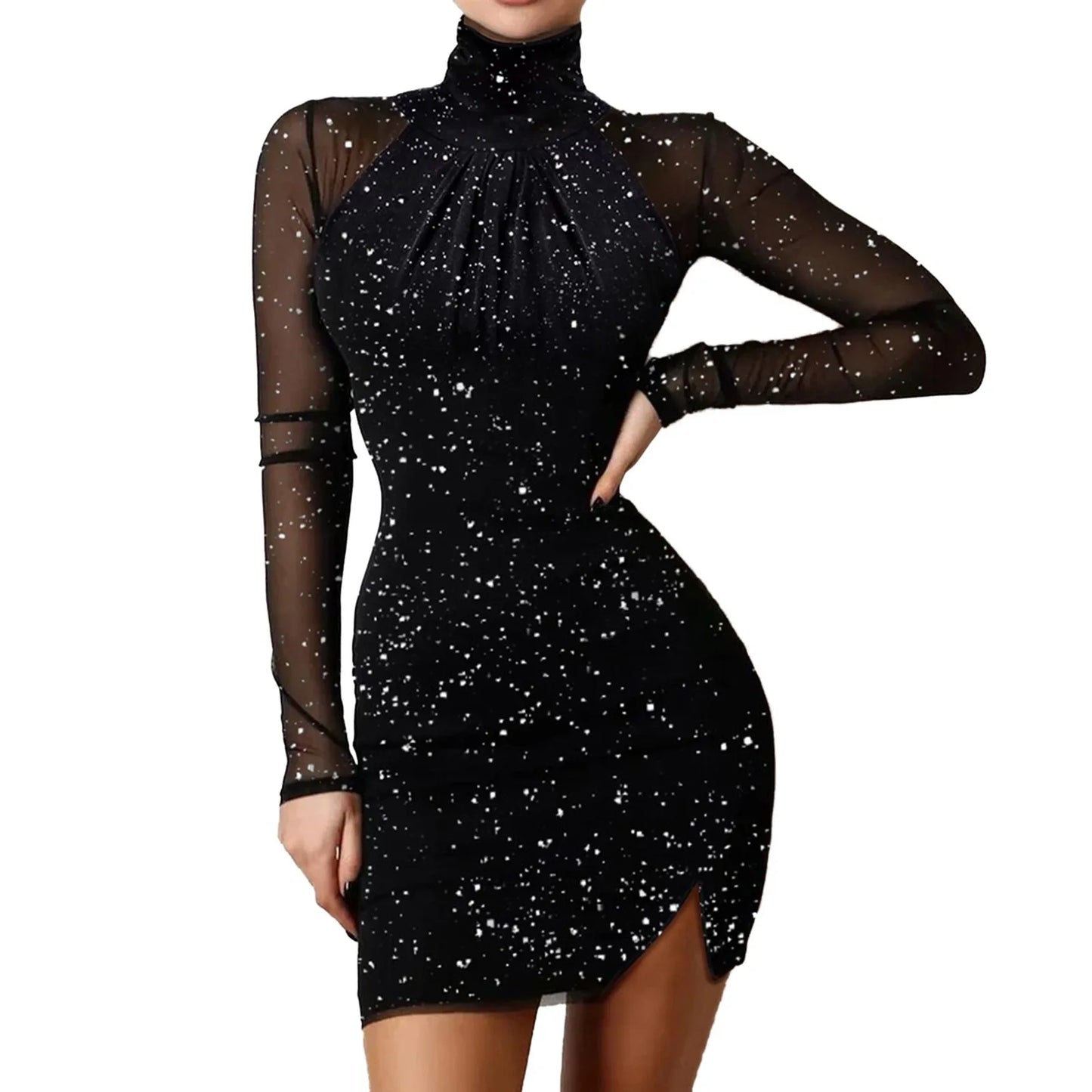 Schwarzes Pailletten-Kleid