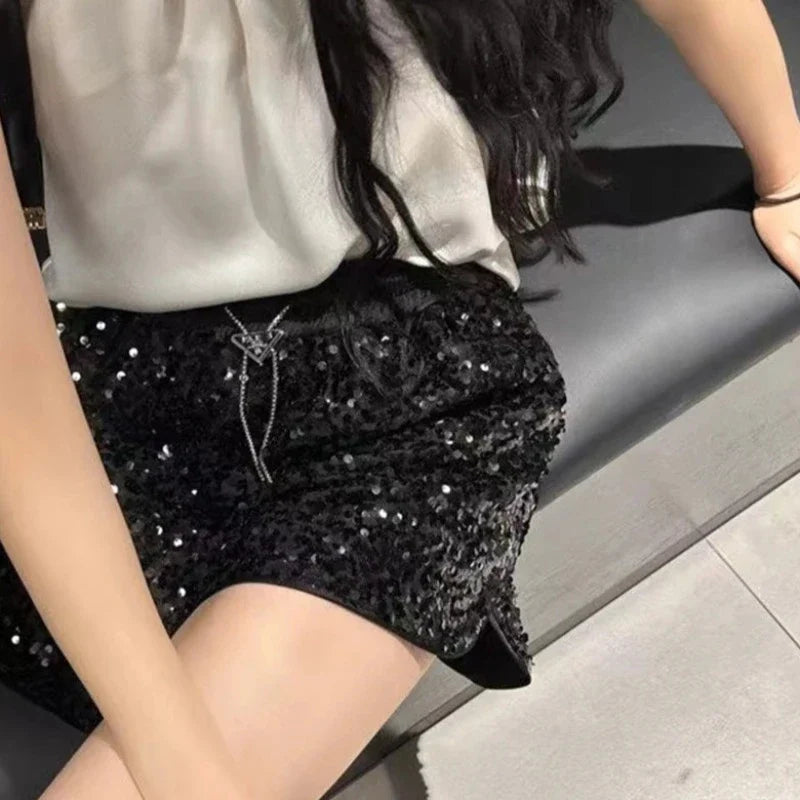 Kurzes Pailletten-Sporttop für Damen
