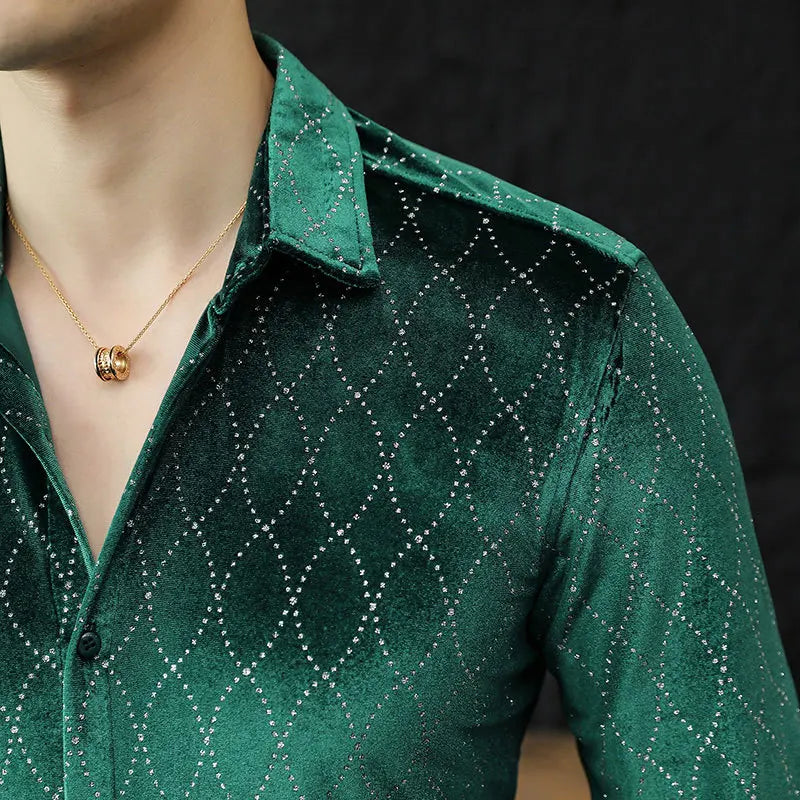 Velours-Paillettent-Shirt für Herren