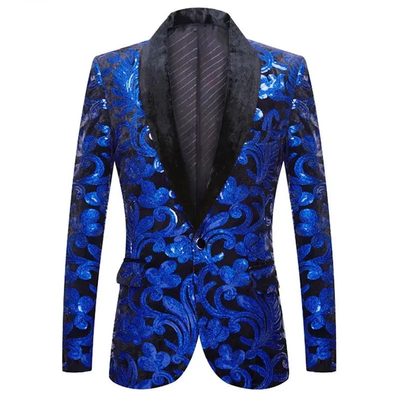 Herren Blazer Jacke Pailletten Samt