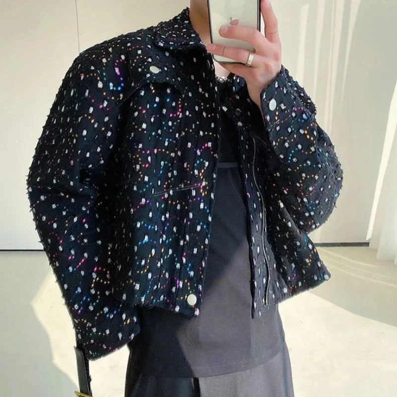 Kurze schwarze Paillettenjacke für Herren