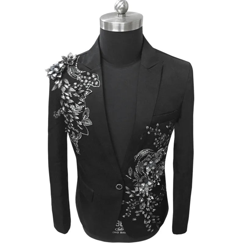 Damenkostümjacke mit Pailletten und Blumen