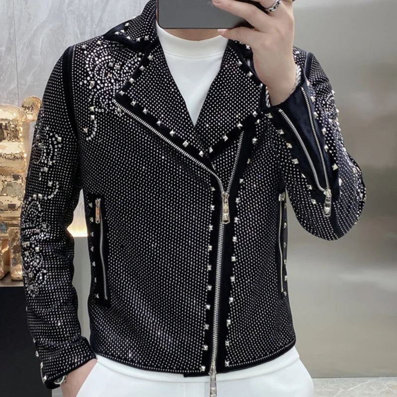 Männer Strass Jacke Motorrad-Design