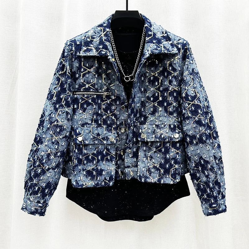 Blaue Paillettenjacke für Herren