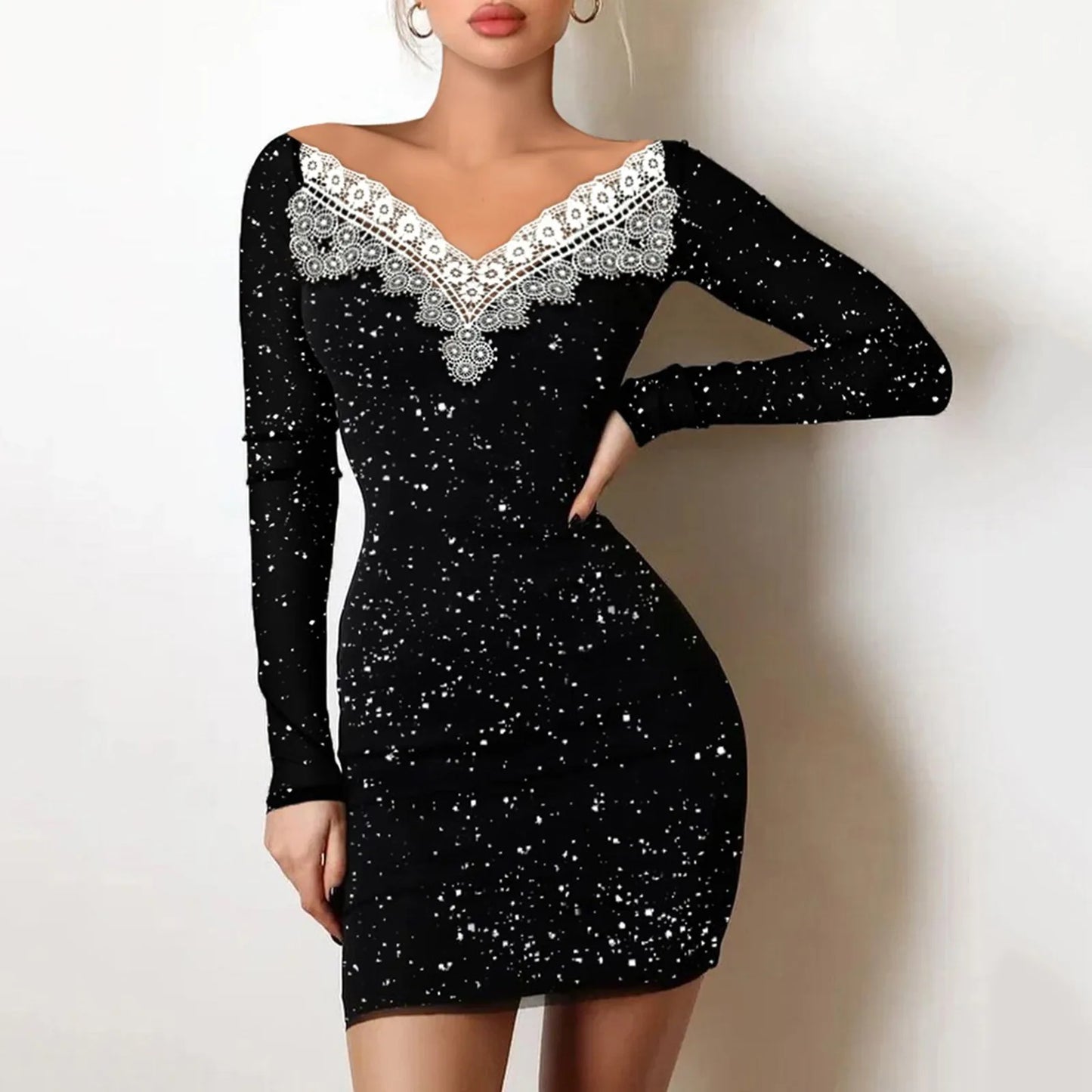 Schwarzes Pailletten-Kleid