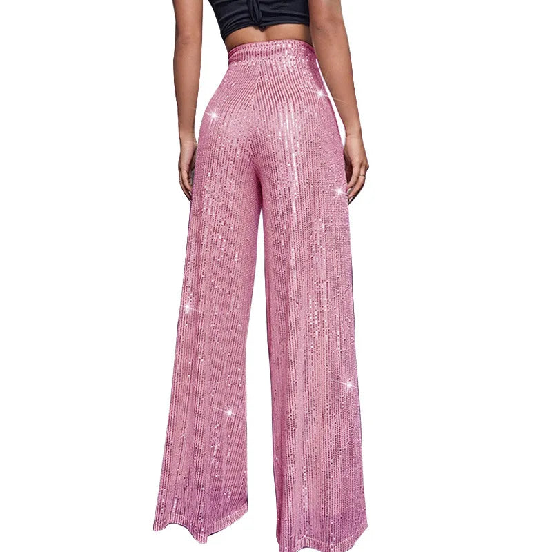 Damen Paillettenhose Weite Schnitt