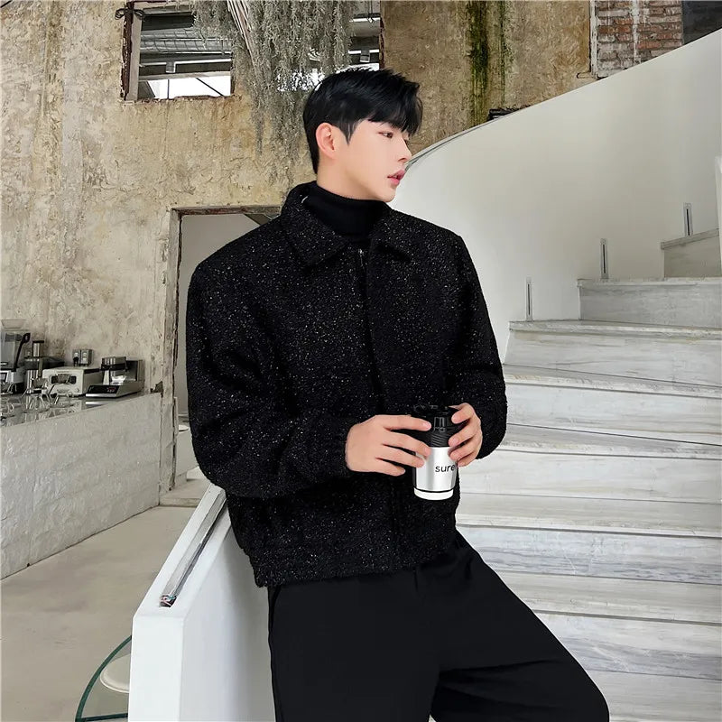 Schwarze Paillettenjacke für Herren