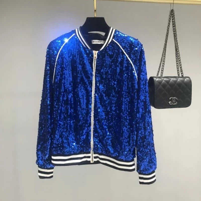 Herren Pailletten Jacke Bomber Baseball
