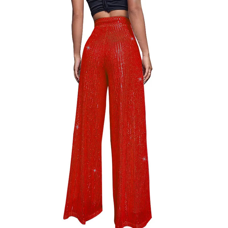 Damen Paillettenhose Weite Schnitt