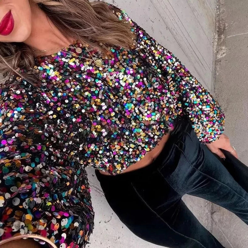Top Pailletten Mehrfarben