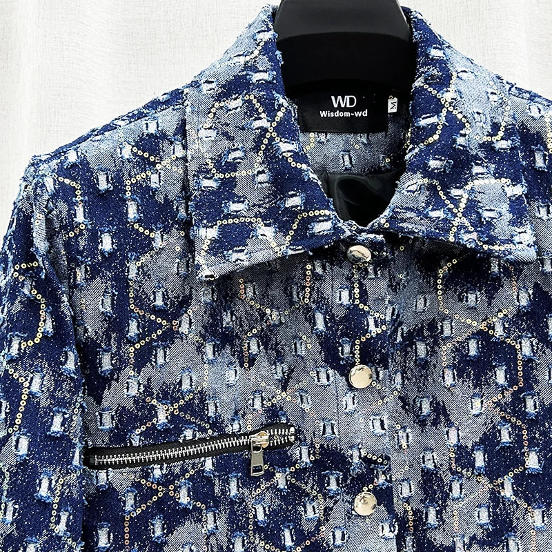Blaue Paillettenjacke für Herren