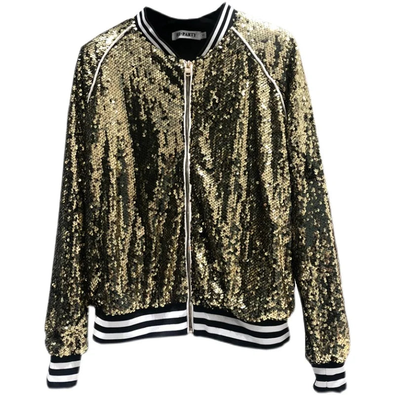 Herren Pailletten Jacke Bomber Baseball