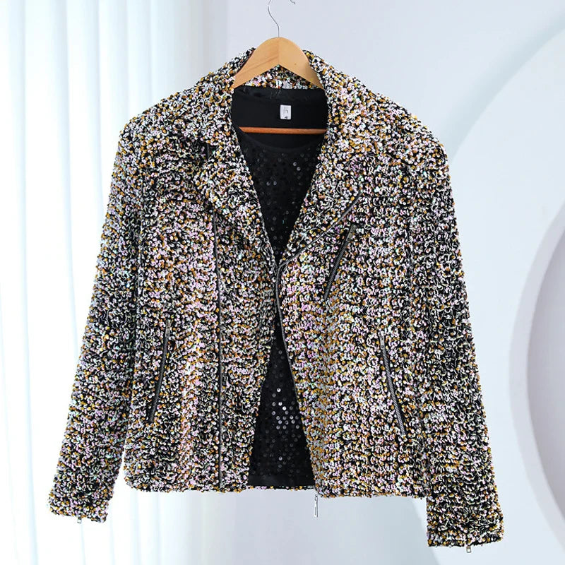 Motorradjacke mit Pailletten für Herren