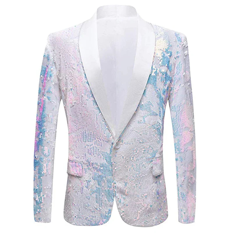 Herren Blazer Jacke Pailletten Samt