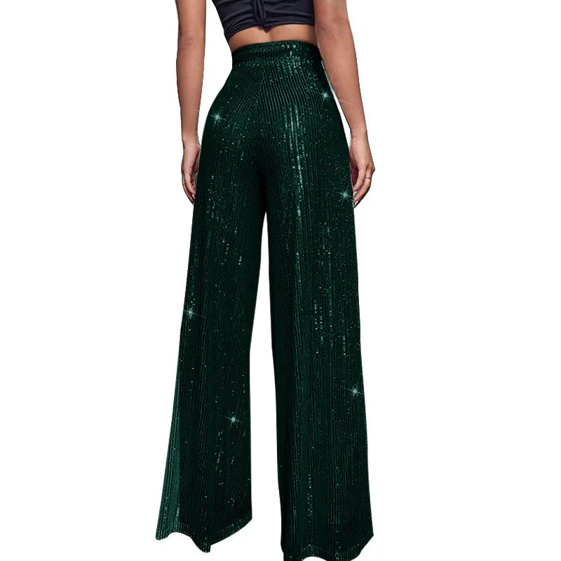 Damen Paillettenhose Weite Schnitt