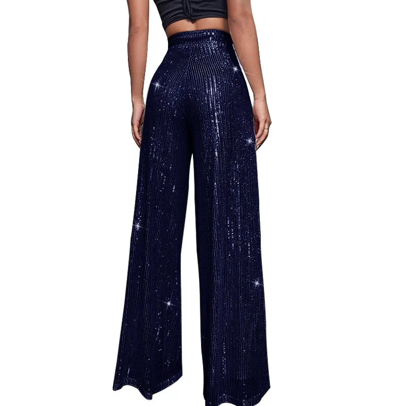 Damen Paillettenhose Weite Schnitt