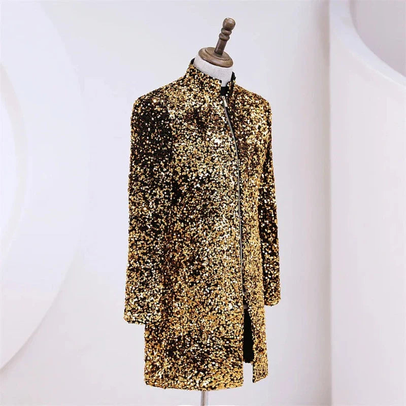 Lange Jacke Pailletten Herren