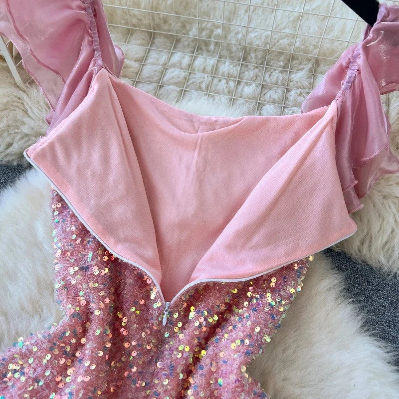 Pailletten-Kleid Rosa