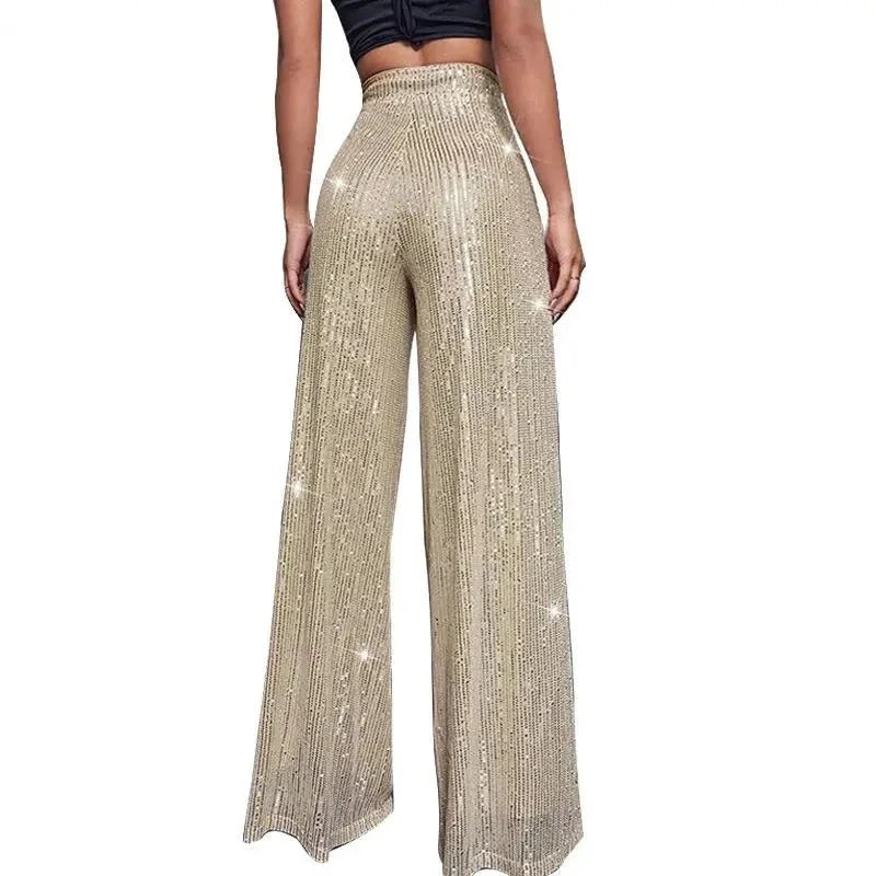 Damen Paillettenhose Weite Schnitt