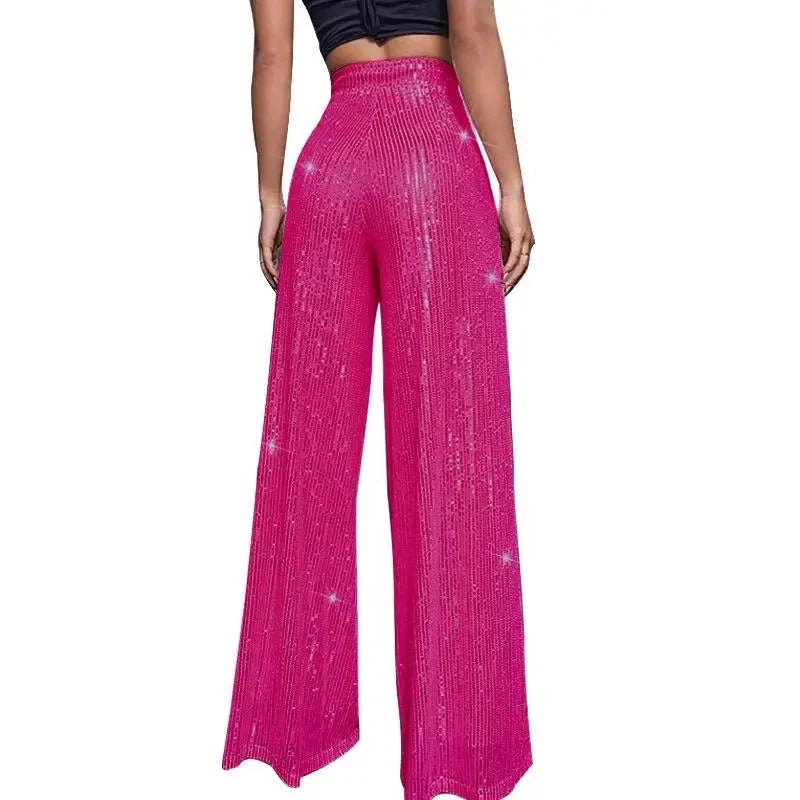 Damen Paillettenhose Weite Schnitt